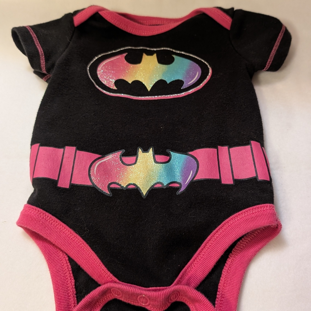 Batman Newborn Onesie with Black and Pink Accents